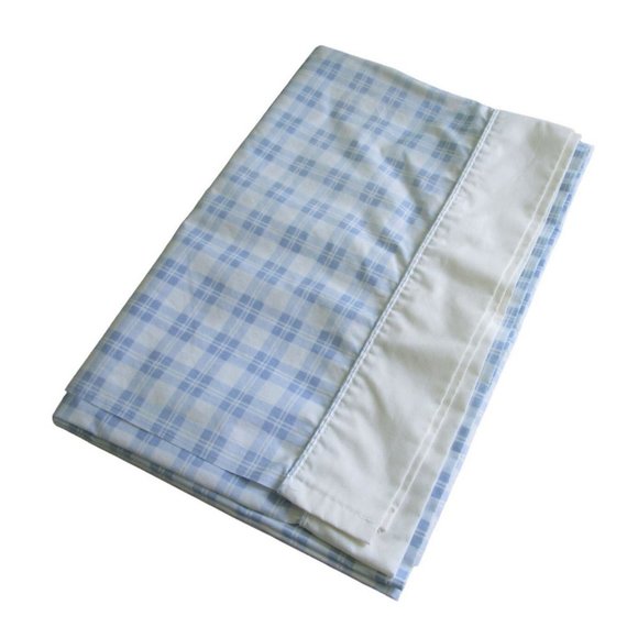 Laura Ashely Hampton Quartet Light Blue Plaid Twin Top Sheet Vintage Country EUC - Picture 2 of 14